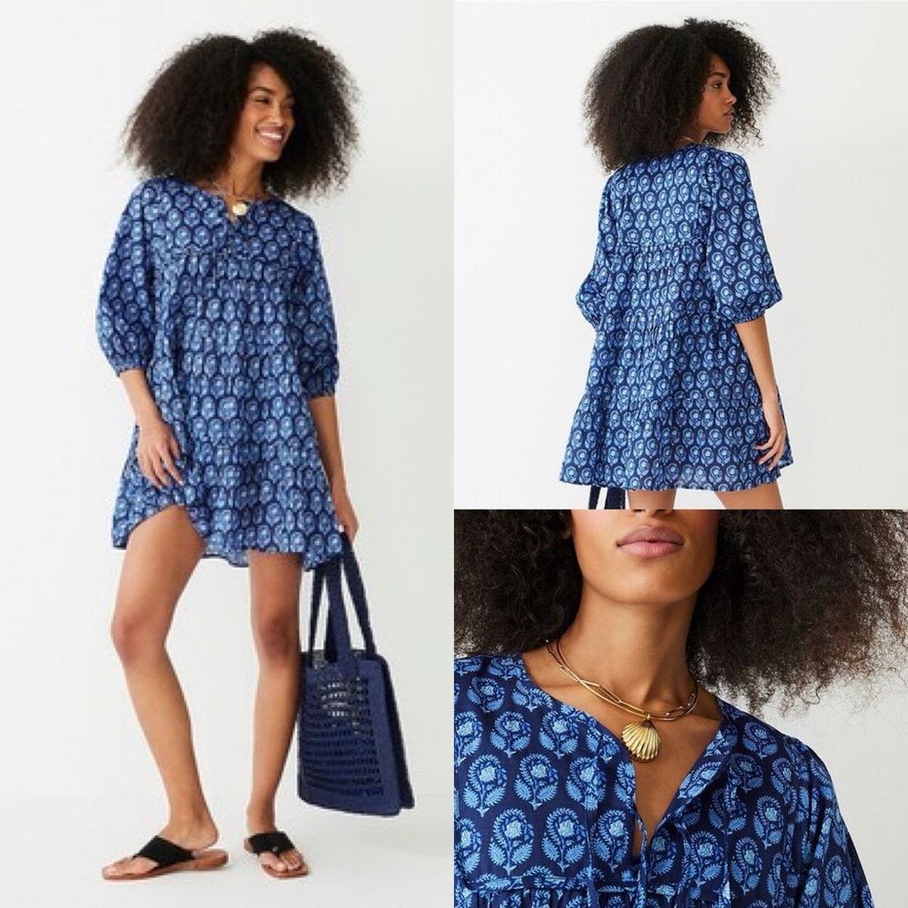 J. Crew Blue Patterned Dress